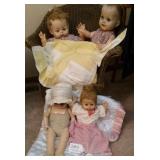 4 Dolls and 2 Doll Blankets