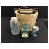 Vintage Wood Bucket with Wringer