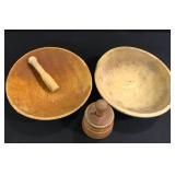 Wooden Bowls, Butter Pat, Wood Masher