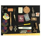 Advertising Items:  MF Fab, Whistle, Brass Tap,