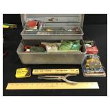 Aluminum Tackle Box with Lures, Head lamp,