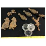 Cast Iron Animals:  Hooks and Shelf Sitters,