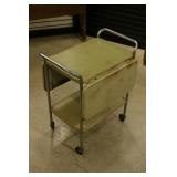 Vintage Metal Kitchen Cart with Drop down Leaves o