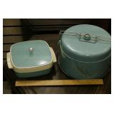 Torquoise Covered Cake Plate, Insulated Covered