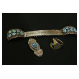 3 Pieces of Jewelry with Turquoise:  Watch Band;