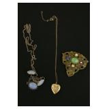 Locket with Small Diamond, Vintage Pin with Stones