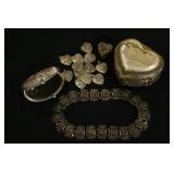 Sterling Necklace; Silver Heart Color Pieces