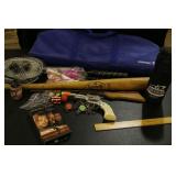 2 Toy Guns, Badmitton Set, Louisville Slugger Bat