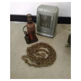 Log Chain, Hydraulic Jack, Arvin Electric Heater