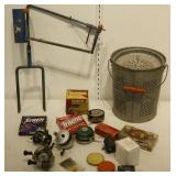 Zebco Spinning Reel, Bait Bucket with Red Handle,