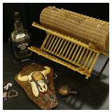 Rainmaker Plaque, Dish Rack, Jack Daniels Bottle a