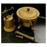 Clayton and Lambert Brass Torch, Chafing Dish,
