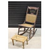 Small Sewing Rocker with Cane Seat and Back