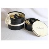 3 Ladies Hat Boxes with 2 Vintage Hats