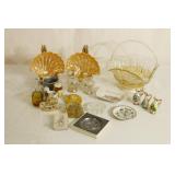 Glass Basket, Mini Vases,