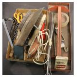 Red Tool Box Tray, Paint Scrapers, Cement Trowel