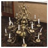 Sixteen-Candle Brass Chandelier
