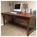 Large Oak Leather Top Desk