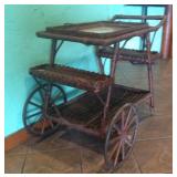 Antique Wicker Serving Cart- Early 1900