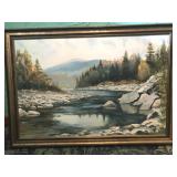 Large Oil on Canvas with Gold Frame