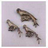 Native Silver Brooch Pins 3 PC Lot