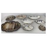 VTG Silver Plate Serving Bowls & Platter 8 Pc Lot