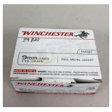 Ammo 9mm 89 Rds Winchester 115 Gr FMJ