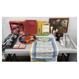 Collectables: Avon Bottles, Snoopy Brush,Calendars