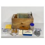 Wooden Crate w/ Contents, Saddle Making & Leather