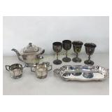 VTG Silver Plated Items: Goblets, Creamer & Sugar