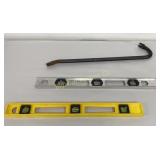 24' Prybar & Levels 3 Pc Lot