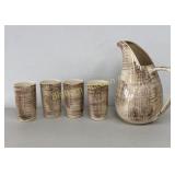 VTG Veronware Barkwood Picture & Glasses 5 Pc Lot
