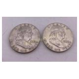 1963-D Franklin Half Dollars AU 2 Pc Lot