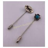Native Stick Lapel Pins 2 Pc Lot