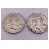 1963-D Franklin Half Dollars AU 2 Pc Lot
