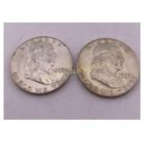 1963-D Franklin Half Dollars AU 2 Pc Lot