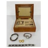 Jewelry Box Box w/ Contents Rings, Earrings,