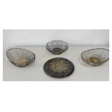 VTG Silver Plate Adjustable Trivet, 3 Baskets 4 PC