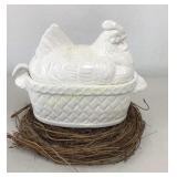VTG Hen On A Nest Soup Tureen White Ceramic