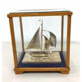 VTG German Silver Sailboat Sculpture in Display
