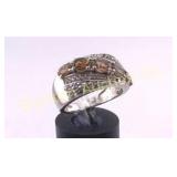Ring Size 7.5 w/ Diamonds 925 Silver