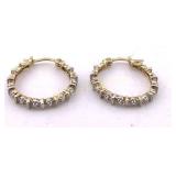 Diamond Earrings .925 Silver, Gold Layered