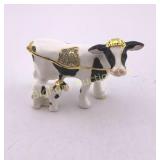 Enameled and Bejeweled Cow & Calf Trinket Box