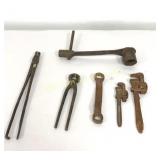 VTG Forge Tongs, Nippers, Wrenches 6 Pc Lot