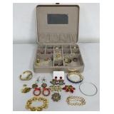 Jewelry Box w/ Contents: Rings, Bracelets,