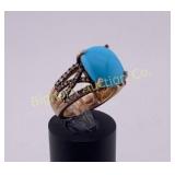 Ring Size 6 Gold Tone 925 Silver Diamonds