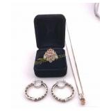 Sterling Silver Jewelry Set, Ring Size 5, Necklace