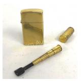 Gold Tone Zippo Lighter, VTG Folda Brass