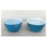VTG Pyrex Blue #401 Mixing Bowls 2 Pc Lot