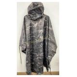 Camo Rain Poncho w/ Storage Bag Appears Unused